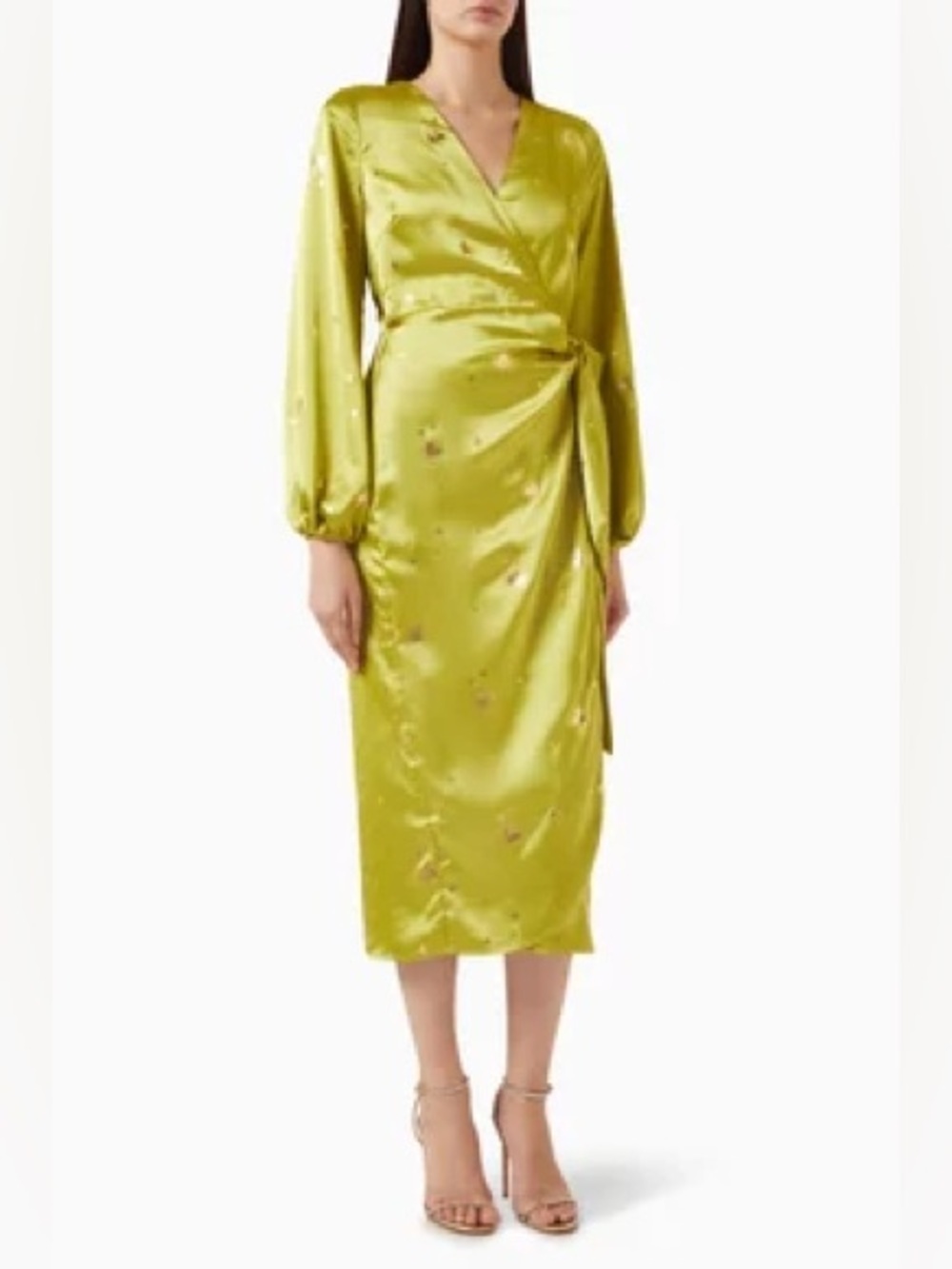 Never Fully Dressed Vienna Hearts Wrap Midi Dress in Satin Size 2 - Picture 4 of 13